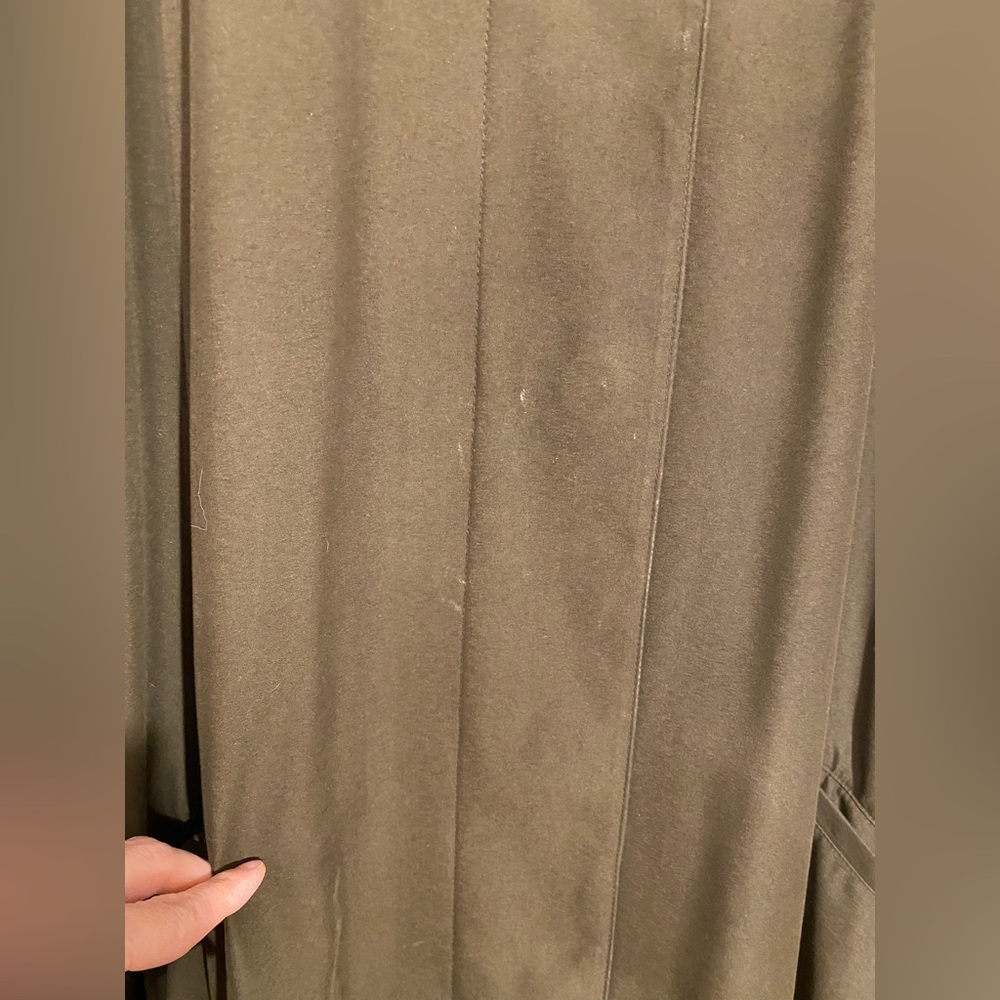 90s Talbots Velvet Collar Long Trench Coat Vintage Olive Brown Size 8 - Picture 15 of 15